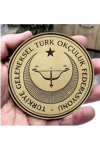 Geleneksel Türk Okçuluk Federasyonu Deri Peç - Arma - Askeri Patch Çok Renkli