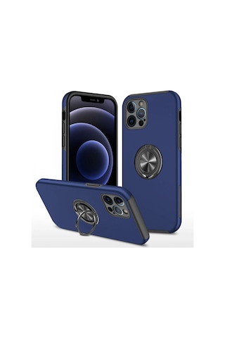 Newface Apple iPhone Uyumlu 12 Pro Max Kılıf Elit Yüzüklü Kapak Semeglbl - 26 - Lacivert