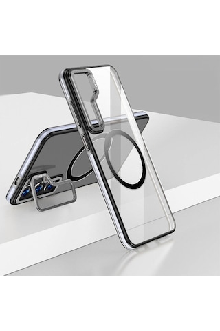 Galaxy S24 Plus Uyumlu Kılıf Magsafe Şarj Özellikli Wlons Standlı Efsane Kapak Gold