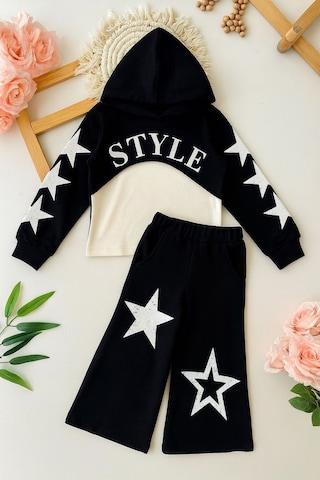 Star Style Kız Çocuk 3'lü Takım - 3/12 Yaş - 31517 Siyah