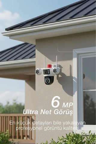 Güneş Enerjili Akıllı Güvenlik Kamerası 355 Ptz, Çift Lens, Hareket Algılama, Gece Görüş,kablosuz