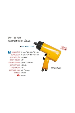 Yama At-5060 Havalı Somun Sıkma 70 Kg Kabzalı Tip