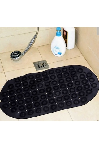 Masajlı Vantuzlu Banyo & Duş Kaydırmazı Paspası Siyah Renk Siyah