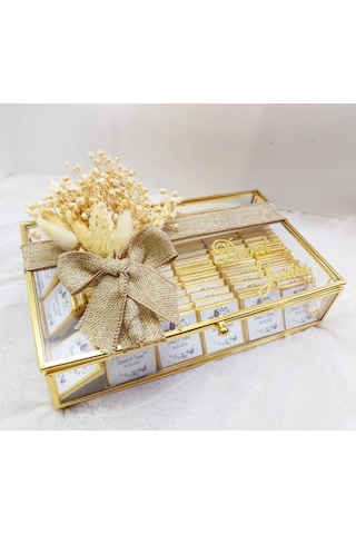 Nişan Çikolatası 100 Adet Madlen Cam Kutuda İsteme Çikolatası