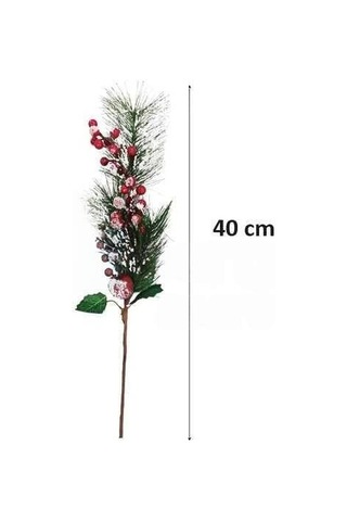 40 Cm Berry Demeti Kozalaklı Karlı Yılbaşı Çam Dalı Dekoratif Süs