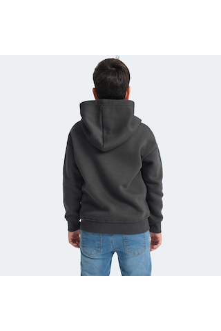 Slazenger LEKAN Çocuk Fermuarlı Kapüşonlu Cepli Koyu Gri Sweatshirt