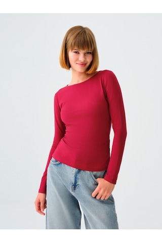 Fitted Kadın Tshirt U.kol Burgundy