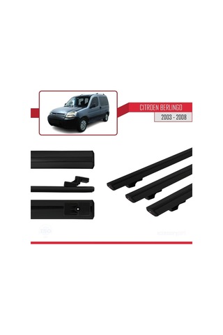 Citroen Berlingo 2003-2008 Arası İle Uyumlu Basic Model Ara Atkı Tavan Barı Siyah 3 Adet