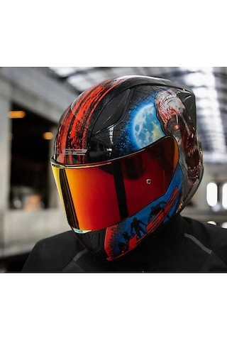 Ls2 Rapıd 2 Race Zombıe Fullface Motosiklet Kaskı Kırmızı Camlı Siyah