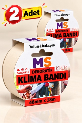 2 Adet Yapışkansız Gerdir Ve Sar Klima Bandı Dekoratif Krem 48 Mm X 18 Metre İzolasyon Bantı Borusu