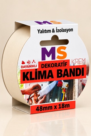 Yapışkansız Gerdir Ve Sar Klima Bandı Dekoratif Krem 48 Mm X 18 Metre İzolasyon Bantı Borusu