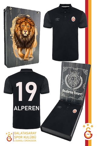 Galatasaray Polo Yaka Kişiye Özel T-shirt Ahşap Kutulu 001