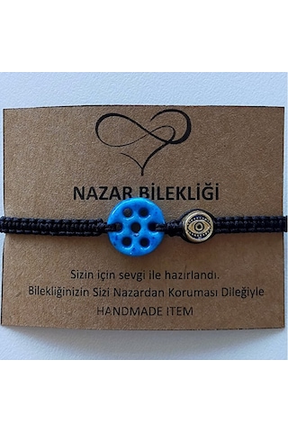 Unisex Bileklik Farklı Renkler Güzel Yedi Göz Süryani Nazar Taşı Gstb002 Siyah