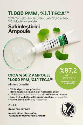 Derma Factory %60.2 Cica İçeren Yatıştırıcı Vegan Serum Derma Factory Cica %60.2 Ampoule 30 ML