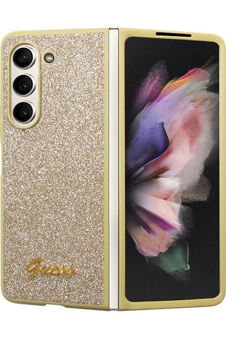 Galaxy Z Fold 5 Uyumlu Kılıf Guess Lisanslı Yazı Logolu Glitter Script Kapak Siyah