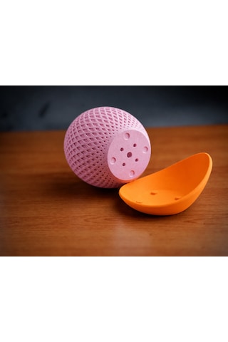 3d Baskı Küre Saksı - Kafes Dokulu İki Parçalı Dekoratif Saksı - Pembe-turuncu Belirtilmemis