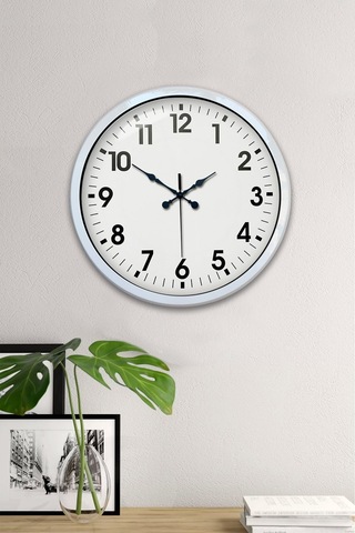 40 Cm Beyaz Metal Standart Duvar Saati Standart Metal Beyaz Kadran