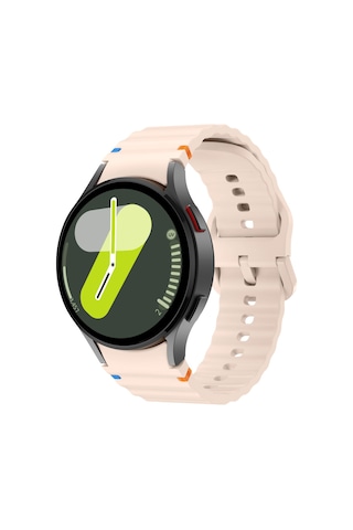 Samsung Galaxy Watch 7 40mm-44mm İle Uyumlu Metal Tokalı Dalgalı Spor Silikon Kordon
