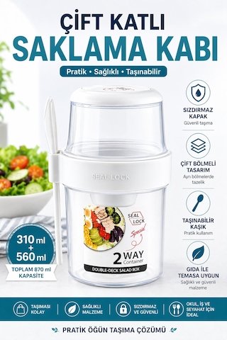 Çocuk Saklama Kap 870 Ml Çift Katmanlı, Sızdırmaz, Pp Plastik, Beyaz Renk