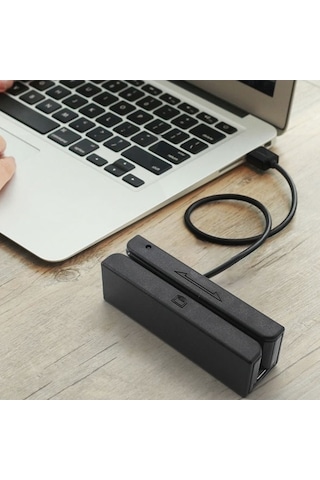 Novahub Tam 3 Parçalı Usb Manyetik Şerit Kart Okuyucu, Tak Ve Çalıştır, Yeşil Işık Ve Buzzer, Çift Yönlü Okuma Pos Makinesi