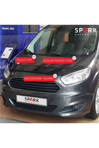 Ford Courier 2018-2023 Yıl Aralığı Uyumlu Kaput Rüzgarlığı 4mm Siyah