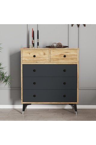 Moxen Mobilya S15 Çam- Antrasit Şifonyer