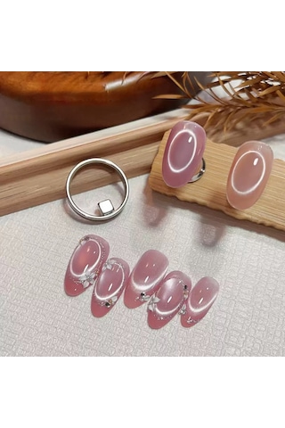 Halka Ve Kare Uçlu Dairesel Kedi Gözü Kalıcı Oje Mıknatısı Cat Eye Magnet Rncat001