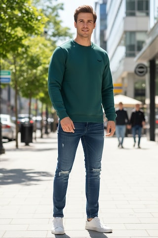 Remsa Erkek İçi Şardonlu Bisiklet Yaka Pamuklu Sweatshirt 0319 Zümrüt Yeşil Zümrüt