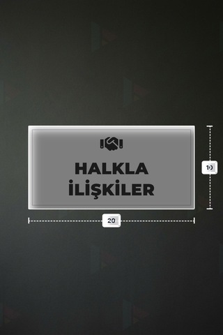 Halkla İlışkıler Yazılı - Metal - Beyaz Renk - Kapı İsimliği - 20x10 Cm