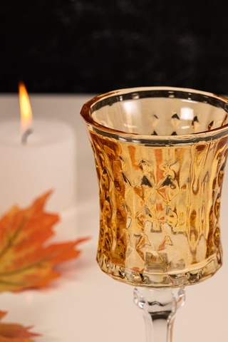 Mest 6 Adet Ayaklı Kahve Yanı Su Bardağı Seti Bal Renk 140 Cc Bal Renk