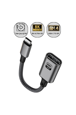 Polham Type C To Displayport Adaptör 8k Uhd 60hz Dayanıklı Örgü Kablo Tak-çalıştır 8k Dp Kablosu
