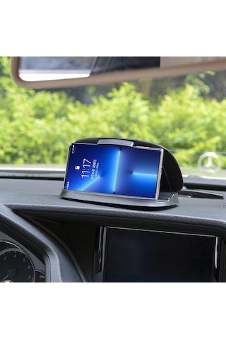 Microcase Araç İçi Torpido Üstü Mandallı Telefon Tutucu - Gizli Park Numaratörlü Kapaklı Otomobil Standı-al5814 Siyah