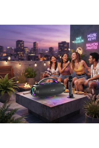 Ven-dens Vd-spk027m 350w Kablosuz Mikrofonlu Portable Bluetooth Karaoke Hoparlör - Rgb Led Işıklı, Tws Çift Bağlantılı Şarjlı Parti Boombox Ses Sistemi