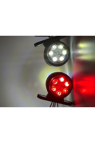 Ahmet Otomotiv Mercekli Mini Takoz 12 Ledli Kırmızı-beyaz 12v-24v