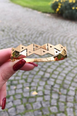 Pırıltılı Kelebek Desen Gold Çelik Kelepçe