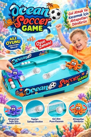 Ocean Soccer Game Taşınabilir 2 Oyunculu El Göz Koordinasyonu Destekleyen Ahtapot Masa Futbolu Oyunu
