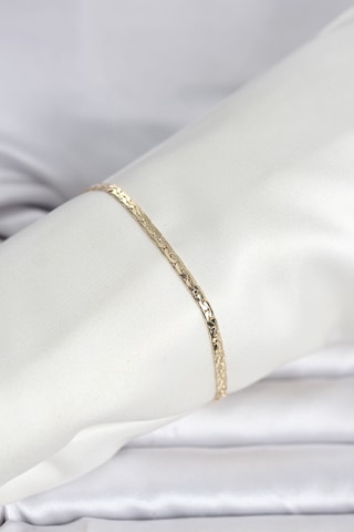 Cm 14k Gold Renk Yassı Ezme Zincir Model Kadın Bileklik Çok Renkli