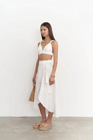 Mai Collection Mai Studios Co. Adelina Beyaz Müslin Crop-etek Takım Beyaz