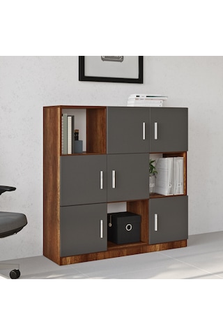 Robin Home Verona G Ofis Klasör Dolabı Kitaplık Barok-Gri Abanoz