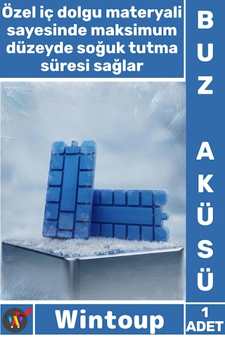 Buzaküsü Kaliteli Kamp Piknik Soğutma Dolu Uzun Süre Soğuk Tutan İdeal Soğutucu Plastik Buz Aküsü Mavi