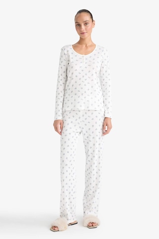 Defacto Pijama Takımı Desenli Uızun Kollu Üst Uzun Alt-fall İn Love F9837ax25auer85 Ekru