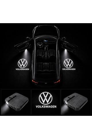 Yeni Volkswagen Kapı Altı Logo Projektör Led Işığı 2'li Set Pilli Kablosuz Kapı Karşılama Lambası