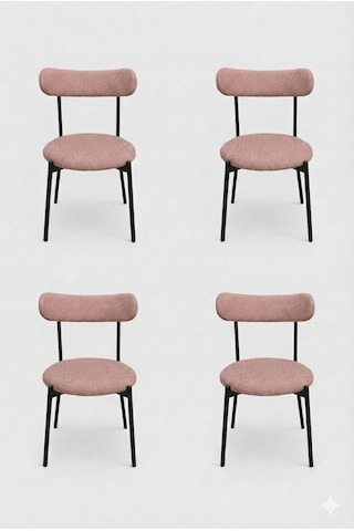 4 Adet Puffy Koyu Kahverengi Teddy Sandalye Mutfak Sandalyesi Salon Sandalyesi Balkon Sandalyesi Kahverengi