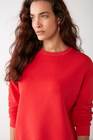 Grimelange Susana Kadın Bisiklet Yaka Içi Polarlı Oversize Fit Basic Kırmızı Sweatshirt