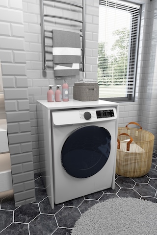 Çamaşır Makinesi Dolabı Kurutma Makinesi Uyumlu Kapaksız Dolap 91.8 X 67.3 X 60 Cm Beyaz