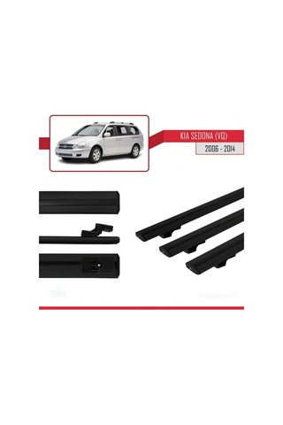 Kia Sedona Vq 2006-2014 Arası İle Uyumlu Basic Model Ara Atkı Tavan Barı Siyah 3 Adet