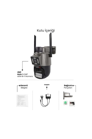 3 Mp + 3 Mp Çift Lens Wi-fi Tf Kart Girişli Güvenlik Kamerası