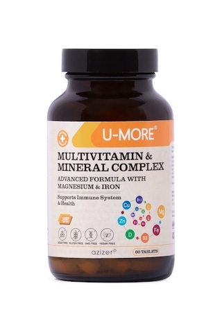 2'li Avantaj Paketi - Multivitamin 120 Tablet - Kalsiyum, Magnezyum, Demir, Çinko - Vegan & Şekersiz