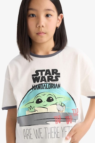 DeFacto Kız Çocuk Star Wars-Mandalorian Relax Fit Bisiklet Yaka Ribana Kısa Kollu Tişört E0478A825SPER99 Ekru