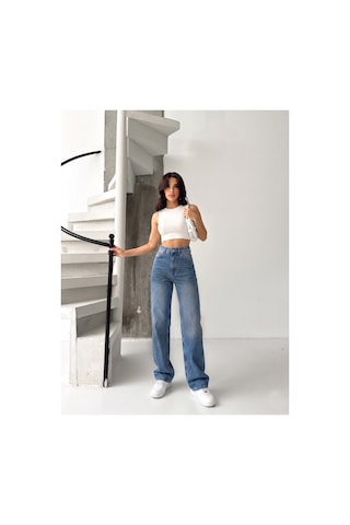 Kene Jeans Tint İşlemli Yüksek Bel Straight Denim Pantolon Tint İşlemli